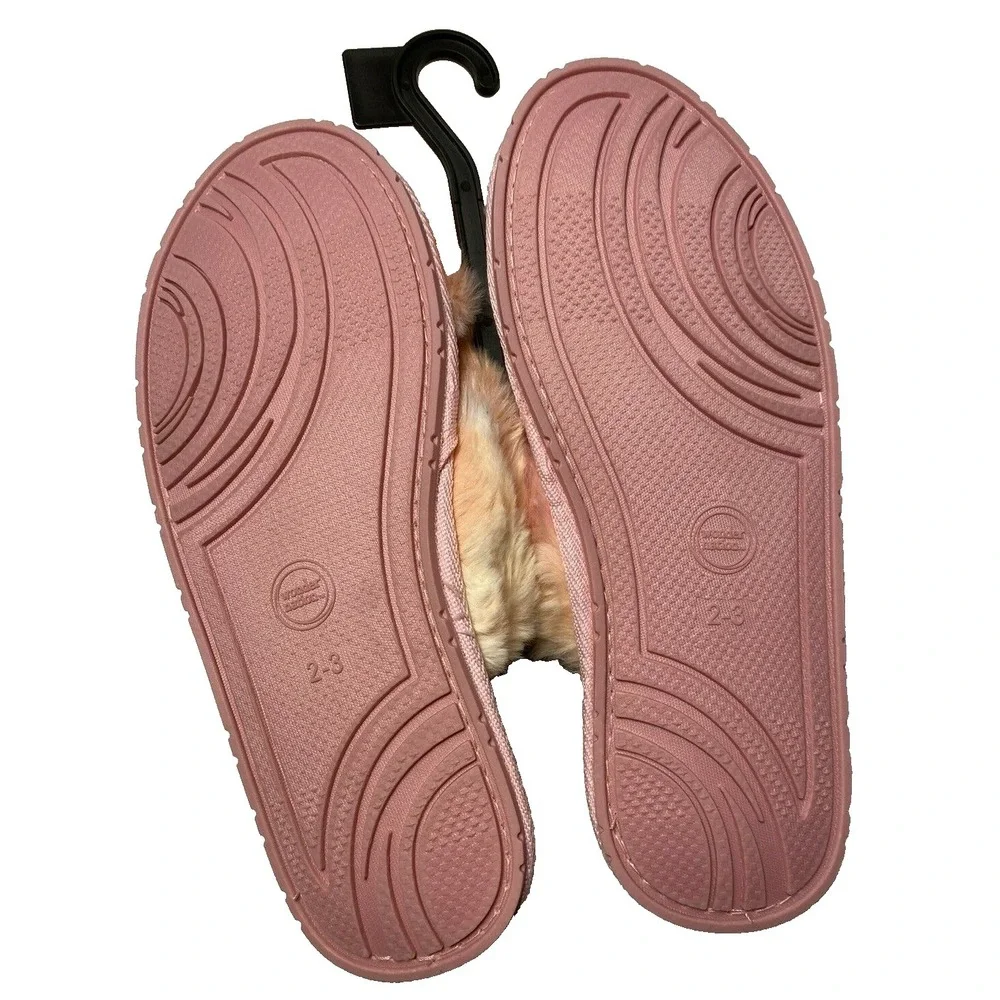 wonder nation girls fuzzy sandal open toe slippers‎ with hard sole size 2 3